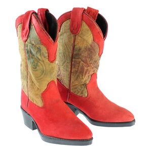Wrangler vintage red and tan suede western boots Made in the USA
